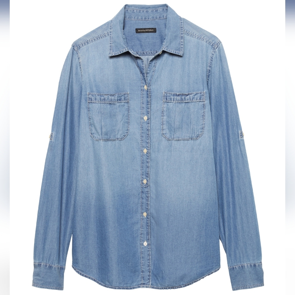 Banana Republic Dillon Classic Blue Denim Utility Button-Up Shirt